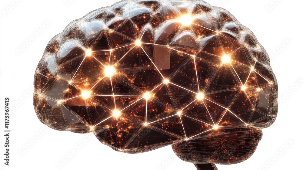 Aufkleber abstract brain with glowing network connections. ideal for visualizing concepts like ai, neural netw