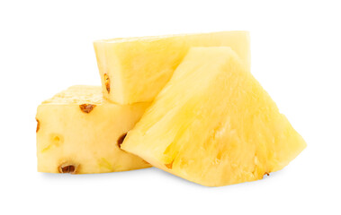 Pieces of juicy pineapple isolated on white