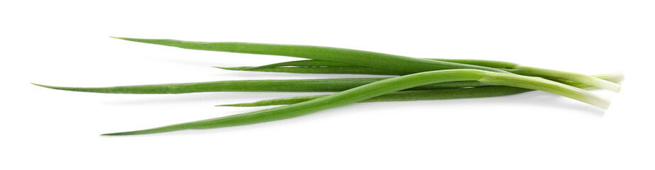 Fresh ripe green onions isolated on white