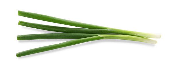 Fresh ripe green onions isolated on white