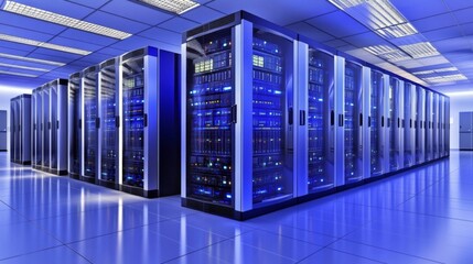 Fototapeta premium Advanced Cooling Systems in a Blue-Lit Room