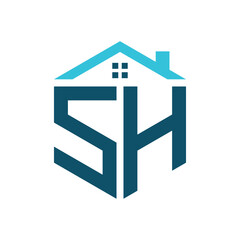 SH House Logo Design Template. Letter SH Logo for Real Estate, Construction or any House Related Business
