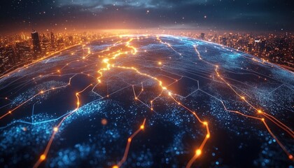 Obraz premium Global Supply Chain Logistics Management and Optimization with AI Transportation Distribution Inventory Strategy