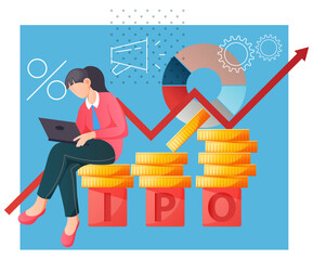 Obraz premium Tracking IPO Initial Public Offering - Stock Illustration