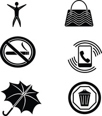 set of icons for bag,human,communication,umbrella.