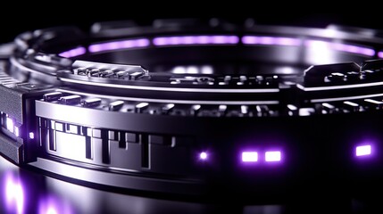 A sleek futuristic ring with glowing purple accents. Ideal for game asset, UI element, or loading animation.