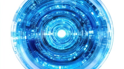 Concentric blue circles create a futuristic tunnel effect. Ideal for technology, sci-fi, or abstract backgrounds and designs.