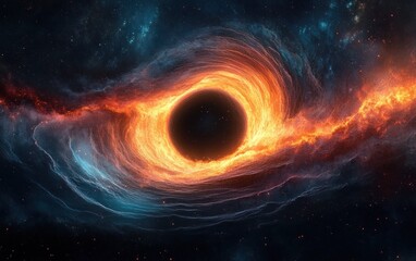 Obraz premium Black Hole Surrounded by Cosmic Clouds in Deep Space Digital Art