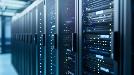 Futuristic High-Tech Data Center with Soft Lighting