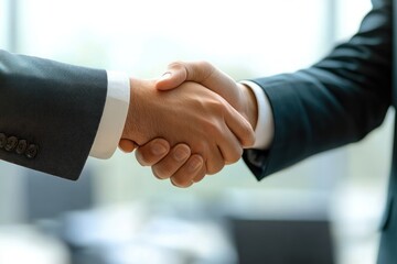 Businessmen Handshake Contract Agreement in Office Meeting Room