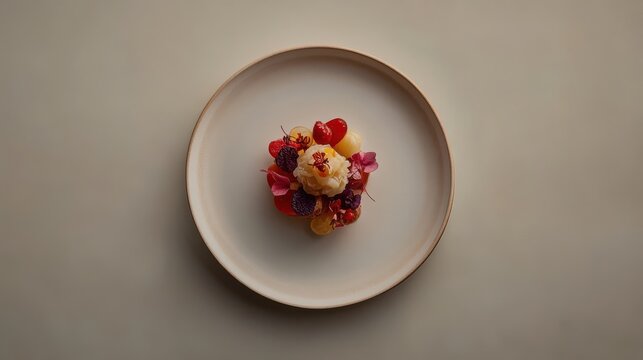 Artisanal creation on spotless white table with taupe background