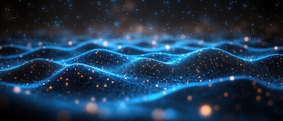 Futuristic Digital Mesh Network Background in Blue and Silver Gradients for Cybersecurity Application Interface