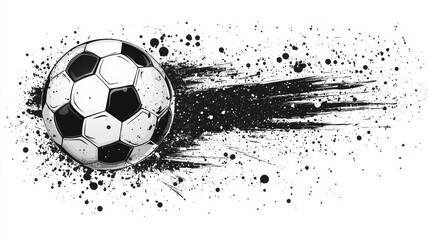 Soccer ball with grunge paint splatter effect.
