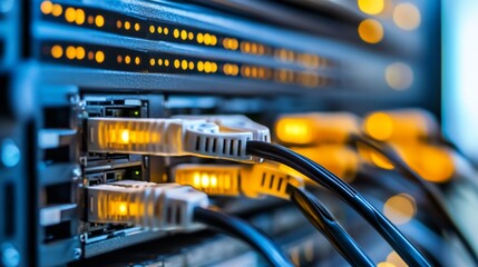 High Contrast Digital Networking Room with Data Nodes