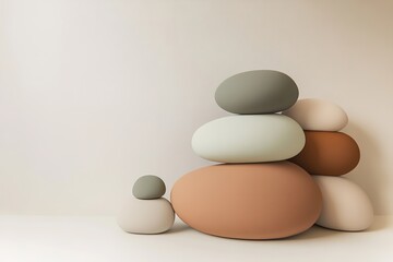 Softly rounded stones in calming hues create an aesthetic balanc