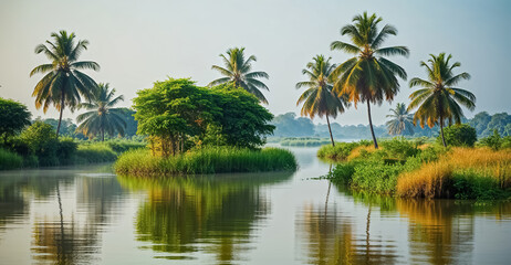 Obraz premium stunning Kerala backwaters India sunny day