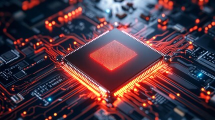 Quantum Computing Chip with Bright Animated Background