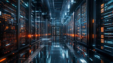 Fototapeta premium Remote Server Monitoring Environment in Soft Light