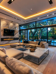 Naklejka premium luxurious living room featuring a large sectional sofa