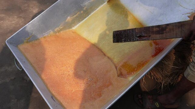 Date jaggery getting prepared