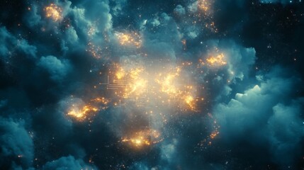 Fototapeta premium Soft Light Cloud with Glowing Effects in Tech Background