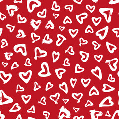 Heart doodles seamless pattern. Love illustration hearts hand drawn background. Vector.