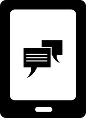 Mobile Info Chat icon. Black vector graphics.