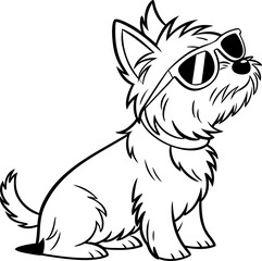Dog's head with glasses Vector Silhouette Illustration