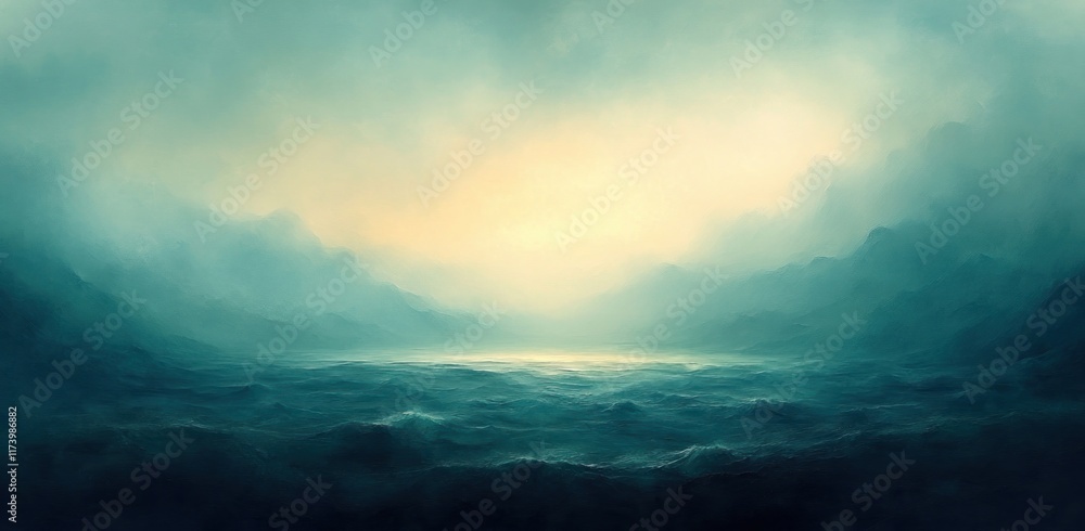 Poster Teal Blue Green Gradient Background Textured Soft Dreamy Light Play Abstract Noise Design