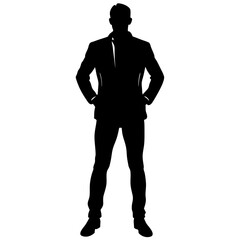 Man Standing Silhouette Minimalist Vector Illustration