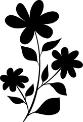 Simple Black And White Flowers and Leaf Vector Art, Icons and Graphics