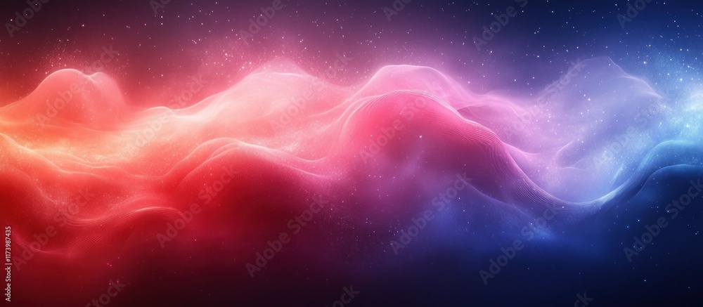 Poster abstract gradient artwork with warm red and cool blue tones soft ambient light minimalistic composit