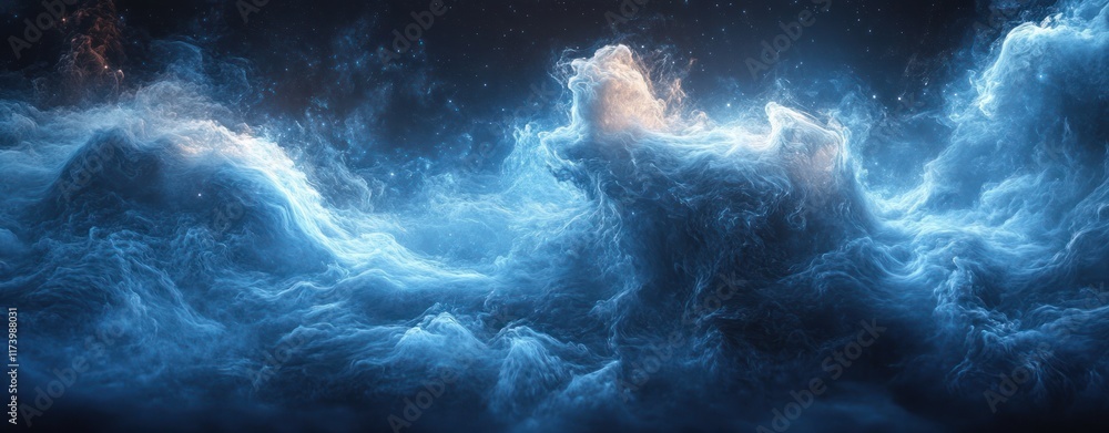 Aufkleber blue glowing abstract background with soft gradients and grainy texture minimalistic design for dyna