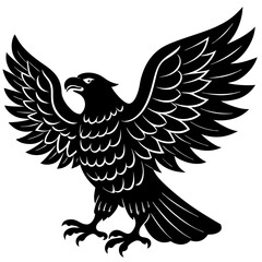 american eagle black silhouette vector with white background. Wild animal vector, icon