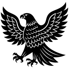 american eagle black silhouette vector with white background. Wild animal vector, icon