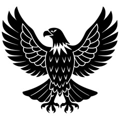 american eagle black silhouette vector with white background. Wild animal vector, icon