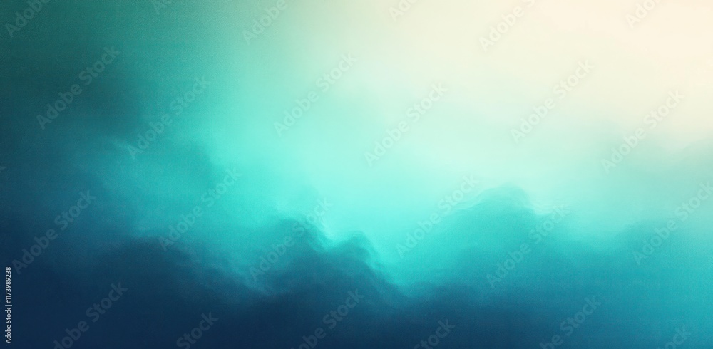 Poster gradient background in teal green blue with grainy texture and glowing noise for header poster desig