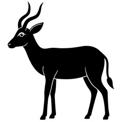 antelope black silhouette vector with white background. Wild animal vector, Deer Vector 