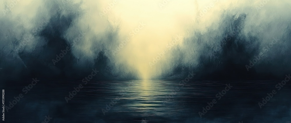 Poster minimalist abstract monochromatic expressionism smooth gradient ethereal atmosphere asymmetrical des
