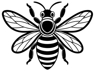 bee black silhouette vector with white background. insect silhouette. 