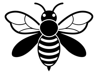 Fototapeta premium bee black silhouette vector with white background. insect silhouette. 