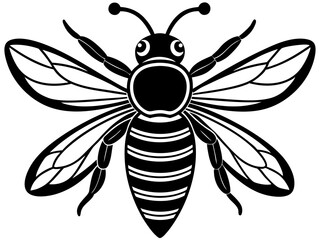 bee black silhouette vector with white background. insect silhouette. 