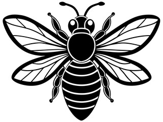 bee black silhouette vector with white background. insect silhouette. 