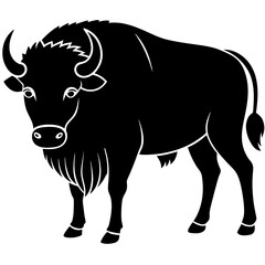 bison black silhouette vector with white background. Wild animal vector