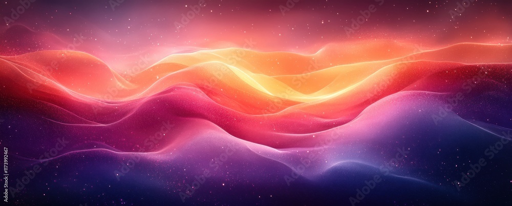 Poster abstract gradient art deep purple to warm orange smooth transition glow background design