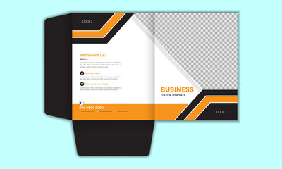 Presentation marketing folder template design with photo place holder