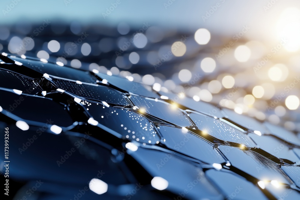 Poster surface of advanced material showing intricate lattice structure and light reflections at dusk