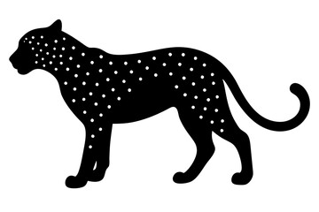 cheetah black silhouette vector with white background. Wild animal vector