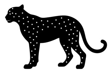 cheetah black silhouette vector with white background. Wild animal vector