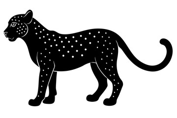 cheetah black silhouette vector with white background. Wild animal vector